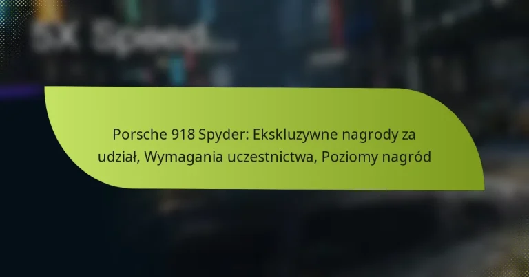 Porsche 918 Spyder: Ekskluzywne nagrody za udział, Wymagania uczestnictwa, Poziomy nagród