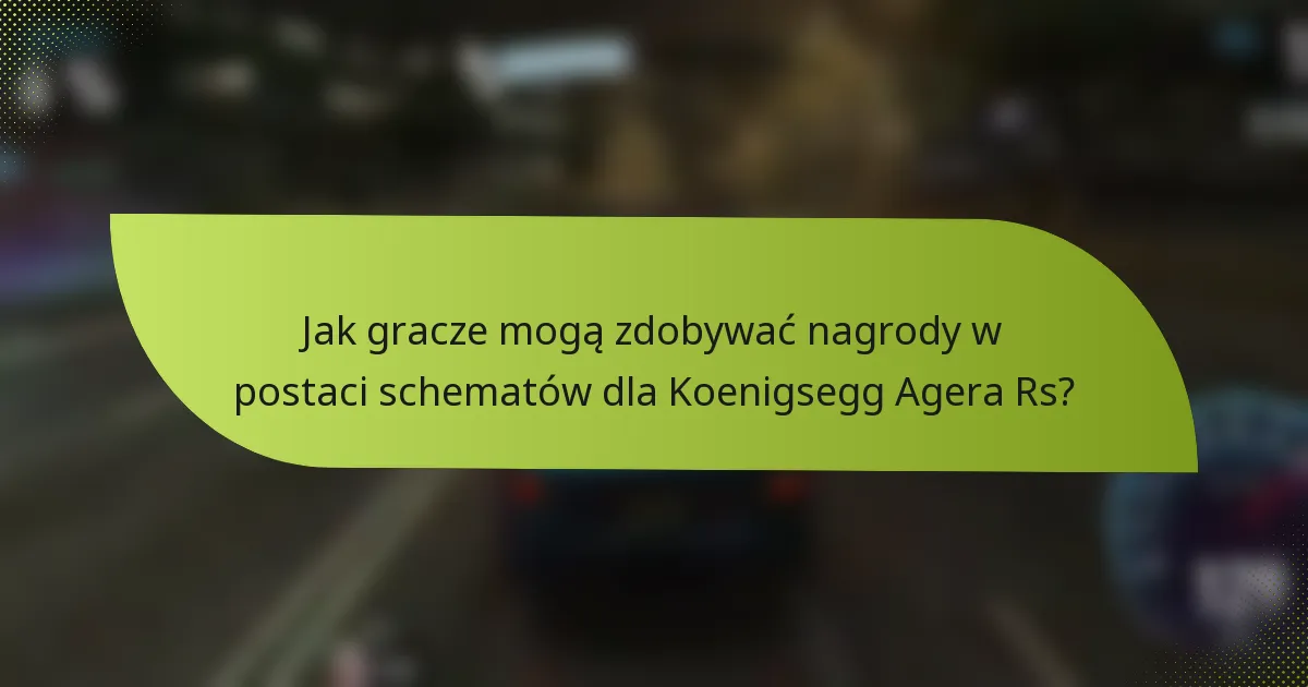 Jak gracze mogą zdobywać nagrody w postaci schematów dla Koenigsegg Agera Rs?