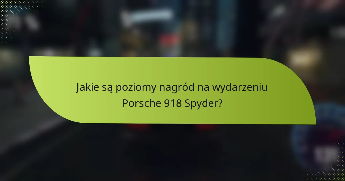 Jakie są poziomy nagród na wydarzeniu Porsche 918 Spyder?